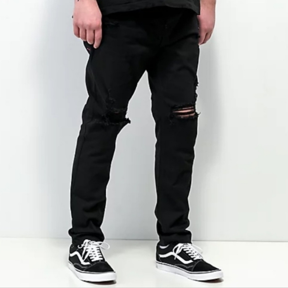Empyre Distressed Black Slim Jeans